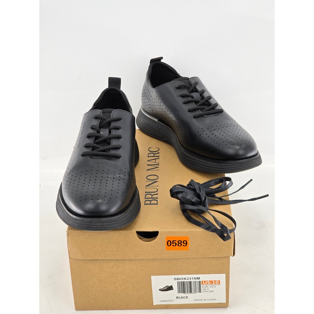 Bruno Marc SBOX2318M Oxford Sneakers Mens Size 10 Black Perforated - Excellent